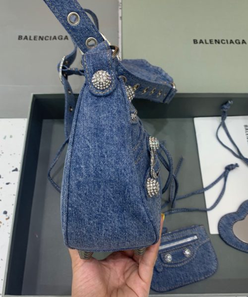 Balenciaga Le Cagole XS Shoulder Bag In Blue Washed, For Women, Women's Bags 13in/33cm