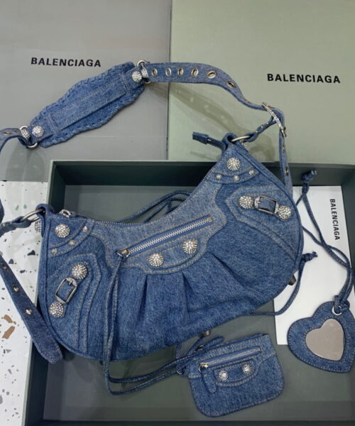 Balenciaga Le Cagole XS Shoulder Bag In Blue Washed, For Women, Women's Bags 13in/33cm