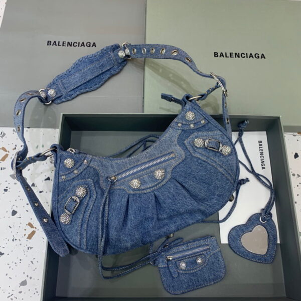 Balenciaga Le Cagole XS Shoulder Bag In Blue Washed, For Women, Women's Bags 13in/33cm