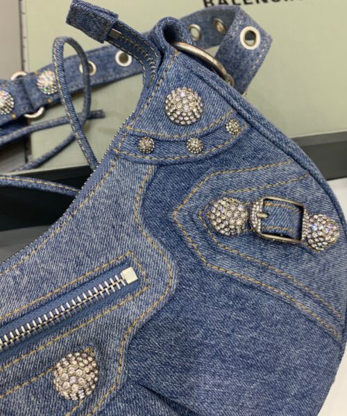 Balenciaga Le Cagole XS Shoulder Bag In Blue Washed, For Women, Women's Bags 13in/33cm