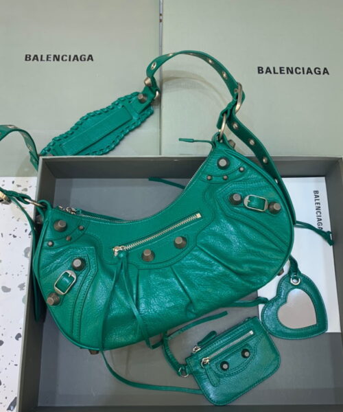 Balenciaga Le Cagole XS Shoulder Bag In Dark Green, For Women, Women's Bags 13in/33cm