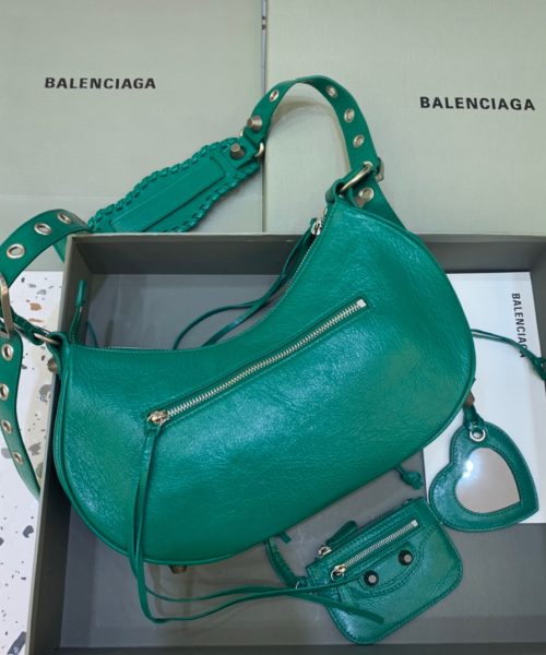 Balenciaga Le Cagole XS Shoulder Bag In Dark Green, For Women, Women's Bags 13in/33cm