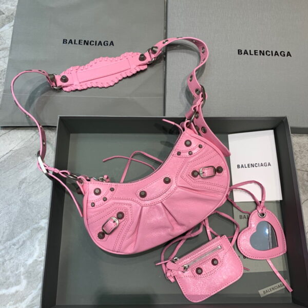 Balenciaga Le Cagole XS Shoulder Bag In Light Pink, For Women, Women's Bags 10.2in/26cm 6713091VG9Y5906