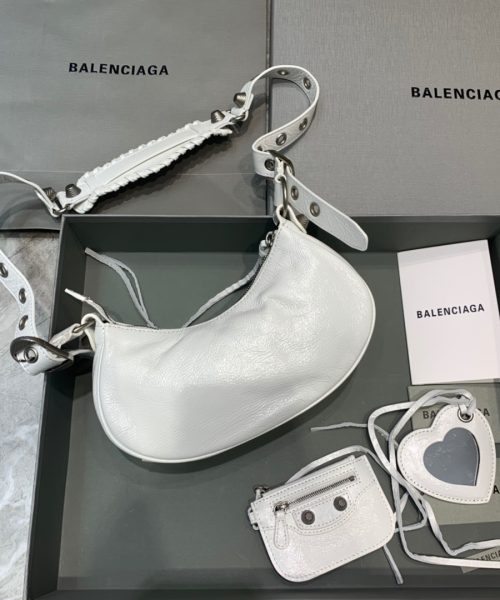 Balenciaga Le Cagole XS Shoulder Bag In Light White, For Women, Women's Bags 10.2in/26cm 6713091VG9Y9104