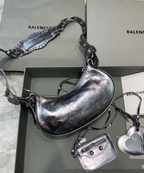 Balenciaga Le Cagole XS Shoulder Bag In Sliver, For Women, Women's Bags 10.2in/26cm