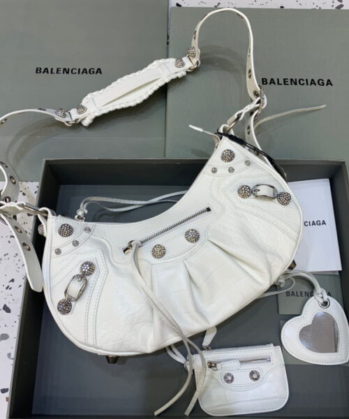 Balenciaga Le Cagole XS Shoulder Bag In White, For Women, Women's Bags 13in/33cm 700940210BK9104