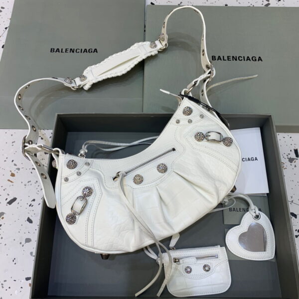 Balenciaga Le Cagole XS Shoulder Bag In White, For Women, Women's Bags 13in/33cm 700940210BK9104
