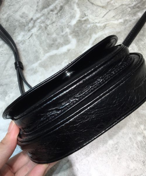 Balenciaga Leader Soft Round Cross Bag In Black, For Women, Women's Bags 6.3in/16cm
