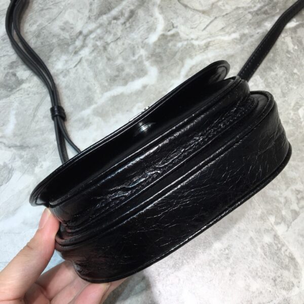 Balenciaga Leader Soft Round Cross Bag In Black, For Women, Women's Bags 6.3in/16cm