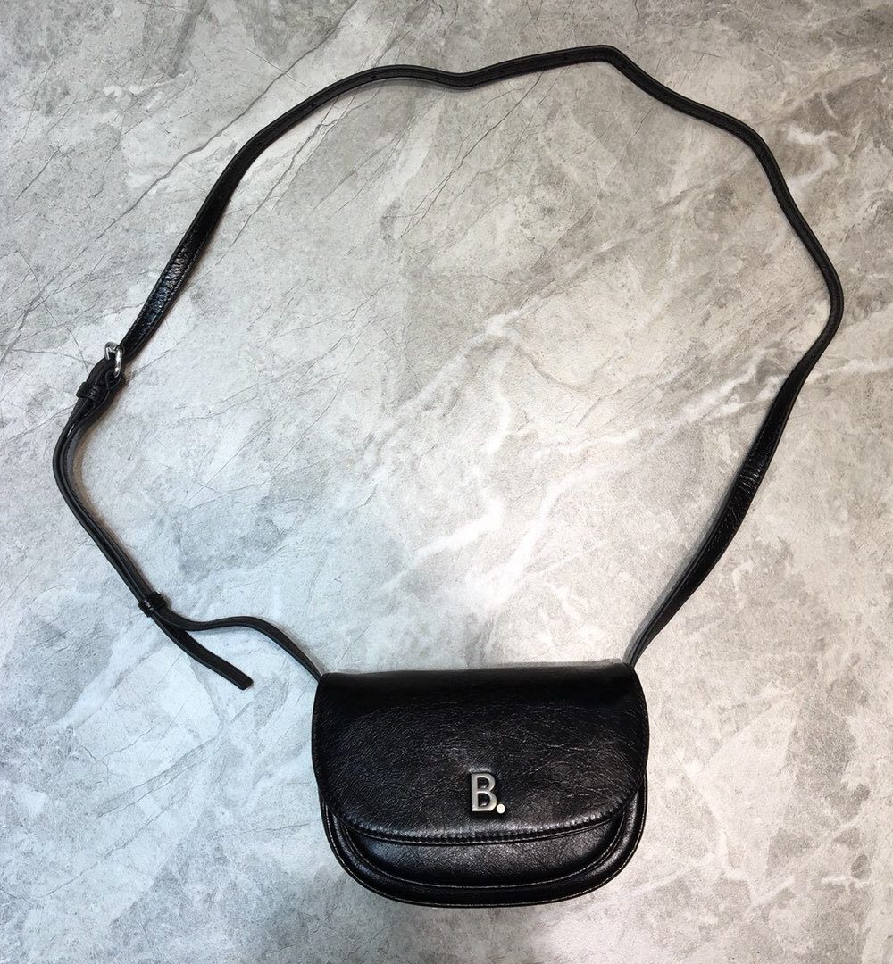 Balenciaga Leader Soft Round Cross Bag In Black, For Women, Women's Bags 6.3in/16cm