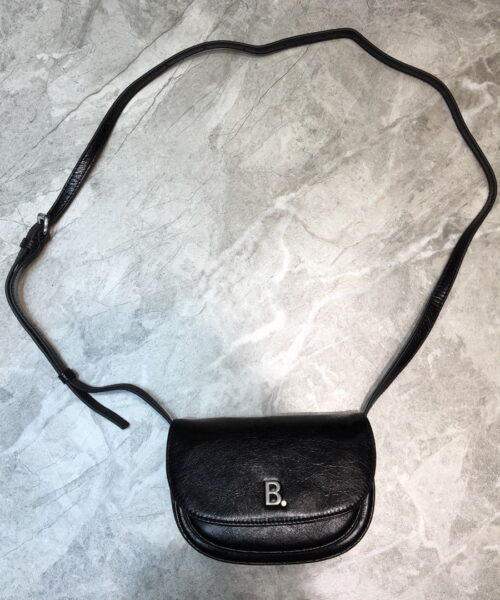 Balenciaga Leader Soft Round Cross Bag In Black, For Women, Women's Bags 6.3in/16cm