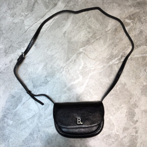 Balenciaga Leader Soft Round Cross Bag In Black, For Women, Women's Bags 6.3in/16cm