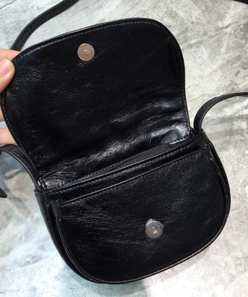 Balenciaga Leader Soft Round Cross Bag In Black, For Women, Women's Bags 6.3in/16cm