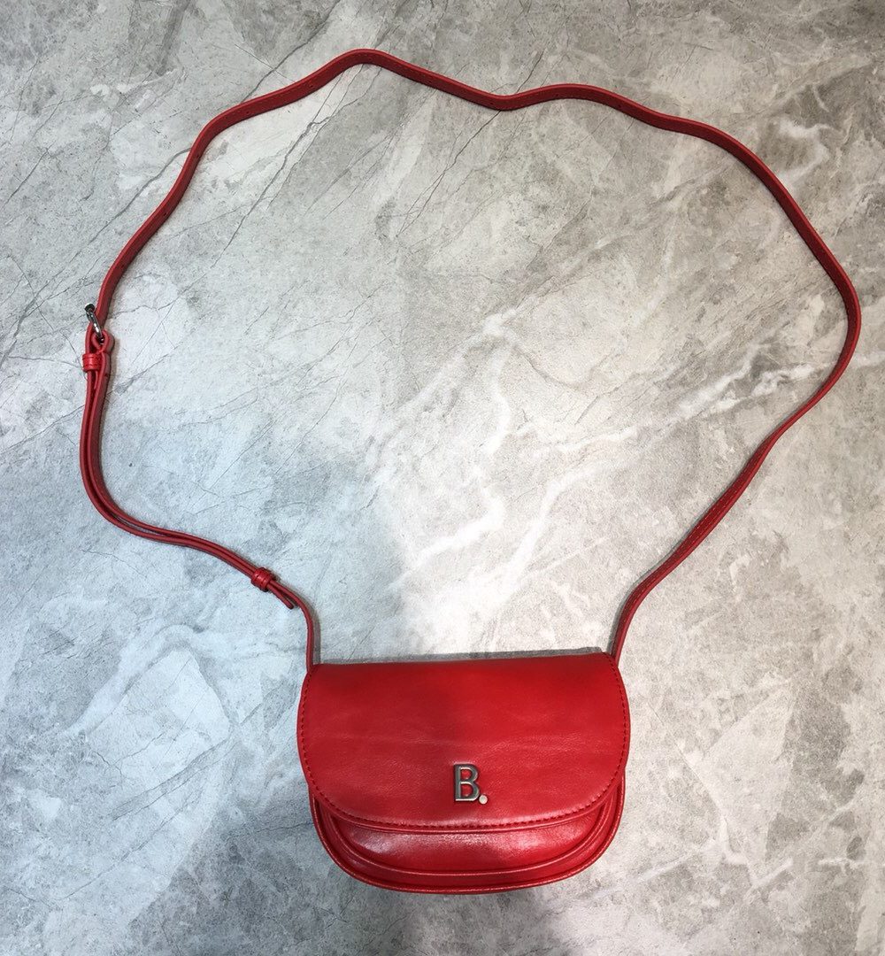 Balenciaga Leader Soft Round Cross Bag In Red, For Women, Women's Bags 6.3in/16cm