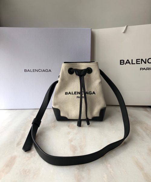 Balenciaga Navy Cabas Linen Crossbody Bag In White, For Women, Women's Bags 9.8in/25cm