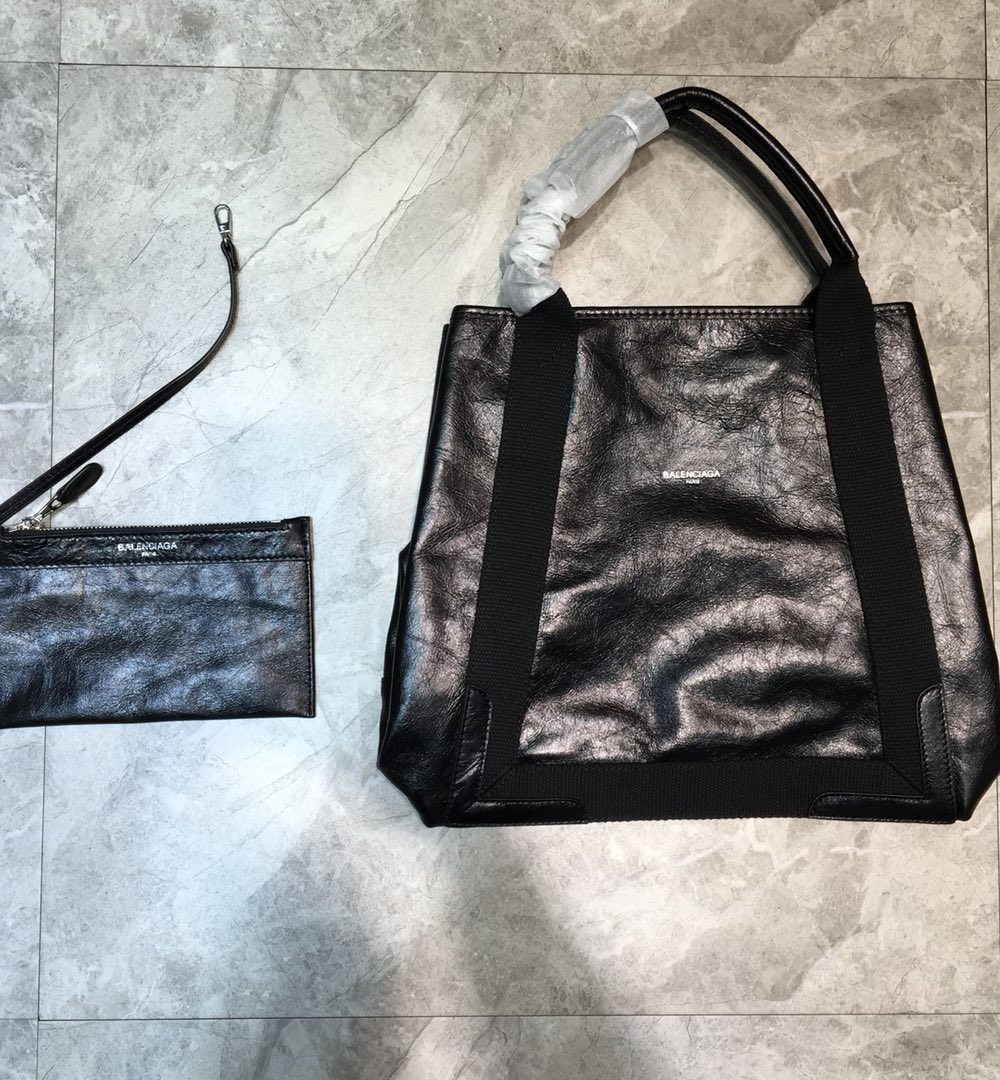 Balenciaga Navy Medium Cabas Tote Bag In Black, For Women, Women's Bags 14.1in/36cm