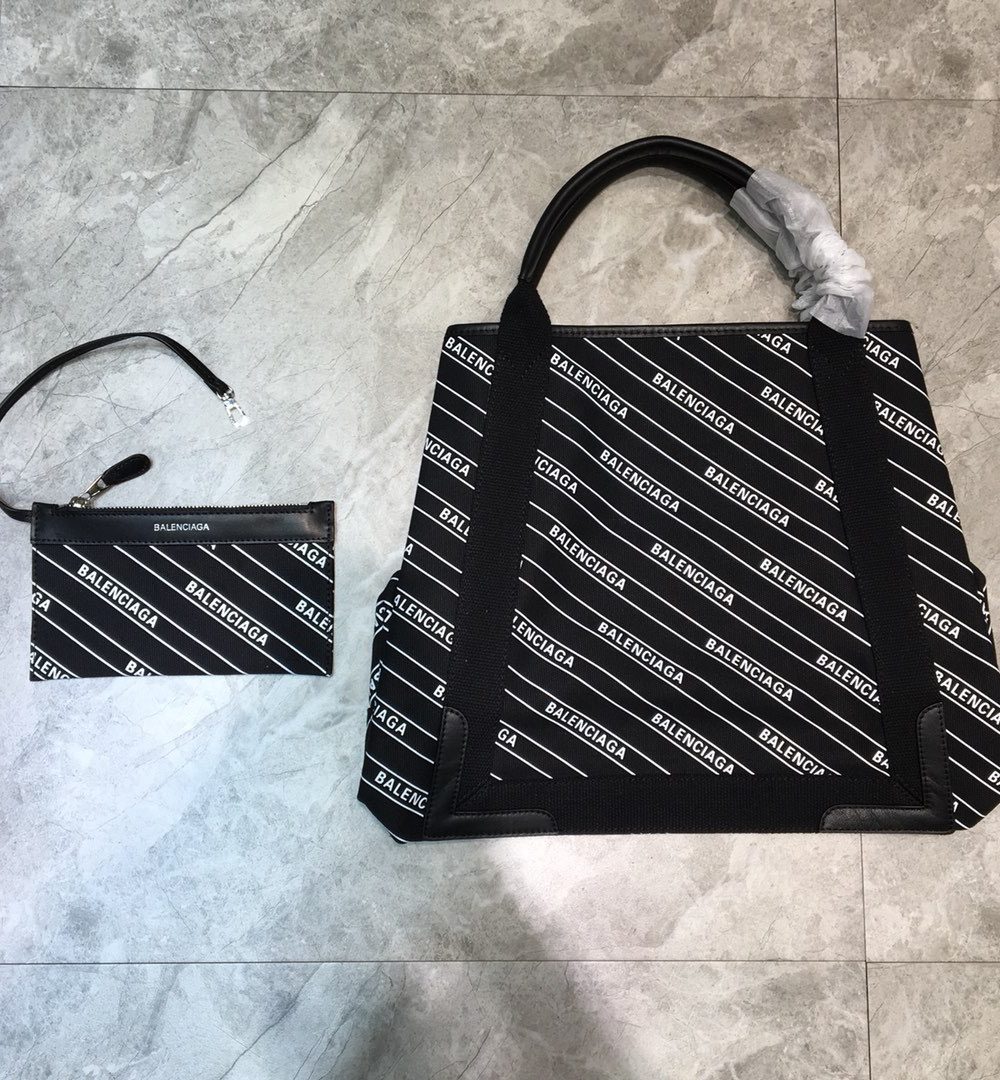 Balenciaga Navy Medium Cabas Tote Bag In Black, For Women, Women's Bags 14.1in/36cm