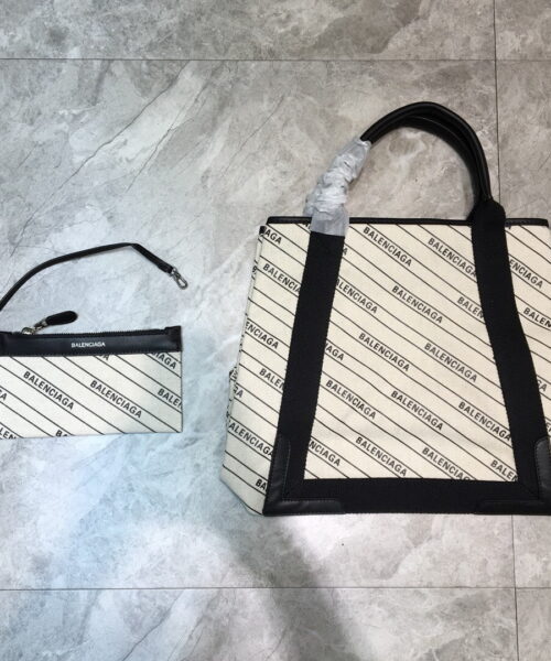Balenciaga Navy Medium Cabas Tote Bag In White, For Women, Women's Bags 14.1in/36cm