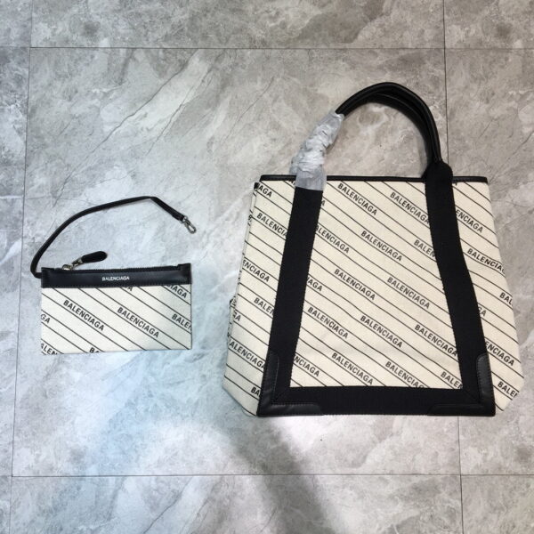 Balenciaga Navy Medium Cabas Tote Bag In White, For Women, Women's Bags 14.1in/36cm