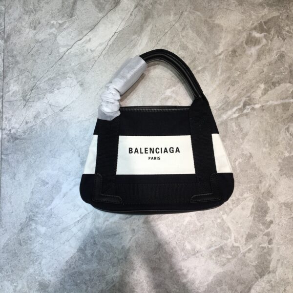 Balenciaga Navy Small Cabas Tote Bag In Black And White, For Women, Women's Bags 18.5in/47cm
