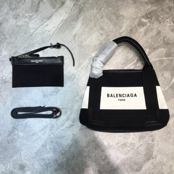 Balenciaga Navy Small Cabas Tote Bag In Black And White, For Women, Women's Bags 18.5in/47cm