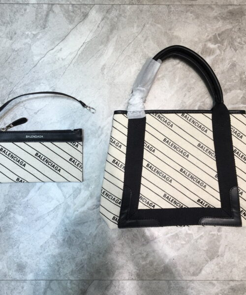 Balenciaga Navy Small Cabas Tote Bag In White, For Women, Women's Bags 18.5in/47cm