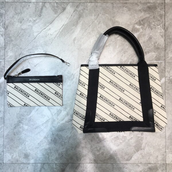 Balenciaga Navy Small Cabas Tote Bag In White, For Women, Women's Bags 18.5in/47cm