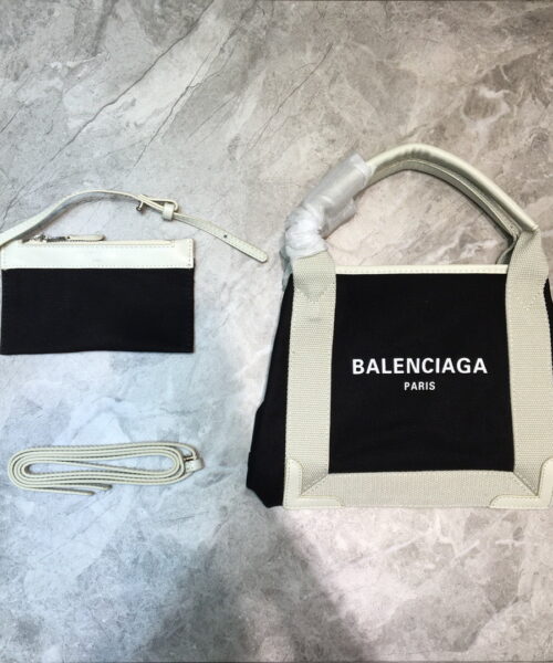 Balenciaga Navy Small Cabas Tote Bag In White, For Women, Women's Bags 18.5in/47cm