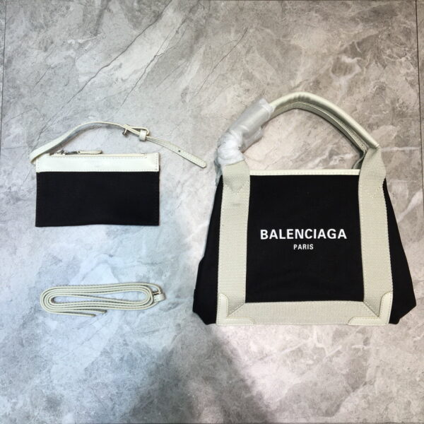 Balenciaga Navy Small Cabas Tote Bag In White, For Women, Women's Bags 18.5in/47cm