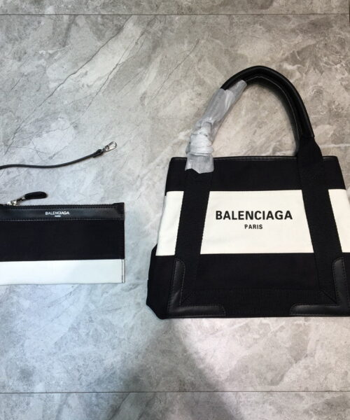 Balenciaga Navy XS Tote Bag In Black And White, For Women, Women's Bags 12.6in/32cm