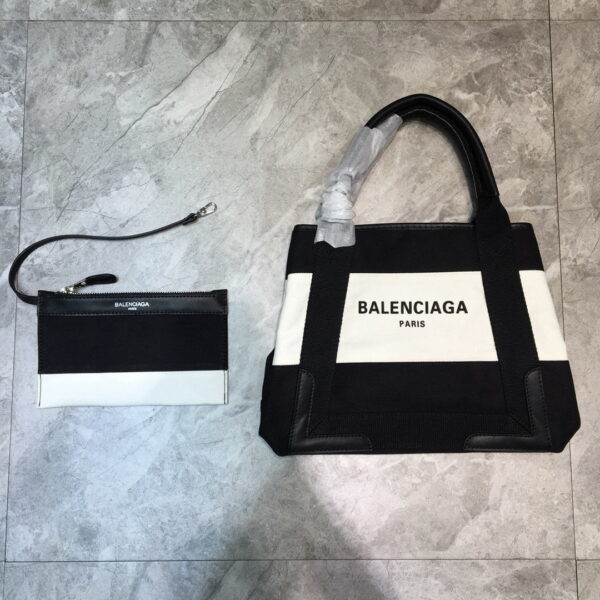Balenciaga Navy XS Tote Bag In Black And White, For Women, Women's Bags 12.6in/32cm