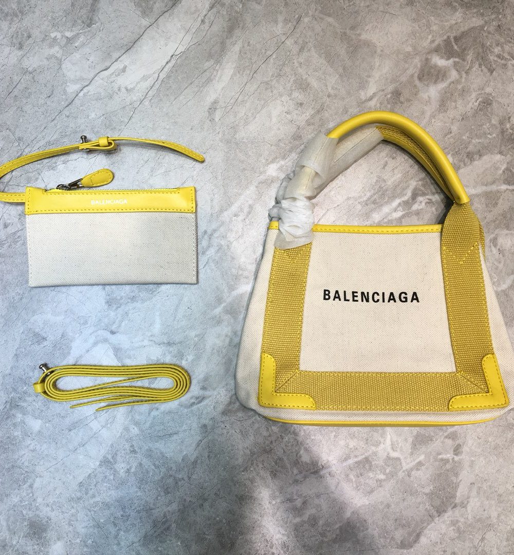 Balenciaga Navy XS Tote Bag In Yellow, For Women, Women's Bags 12.6in/32cm