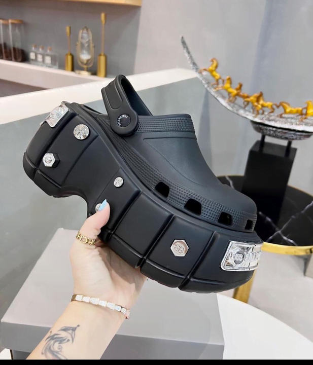 Balenciaga Pool Crocs Slide Sandal Black For Women