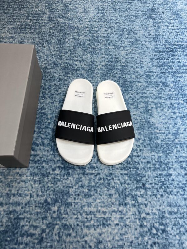 Balenciaga Pool Slide Sandal Black/White For Women