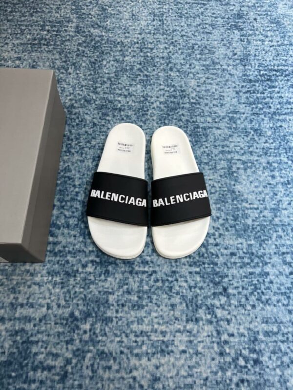 Balenciaga Pool Slide Sandal Black/White For Women