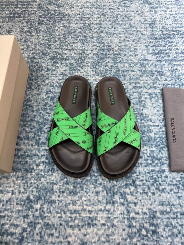 Balenciaga Slide Sandal Black/Green For Women