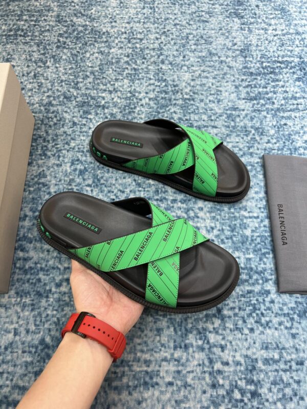 Balenciaga Slide Sandal Black/Green For Women