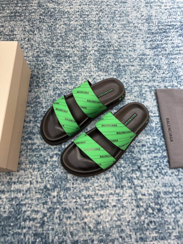 Balenciaga Slide Sandal Black/Green For Women