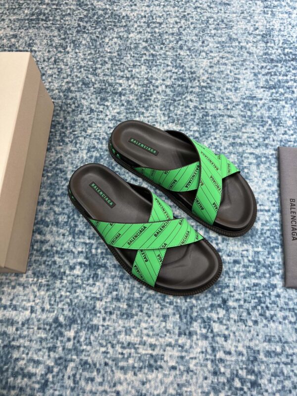 Balenciaga Slide Sandal Black/Green For Women