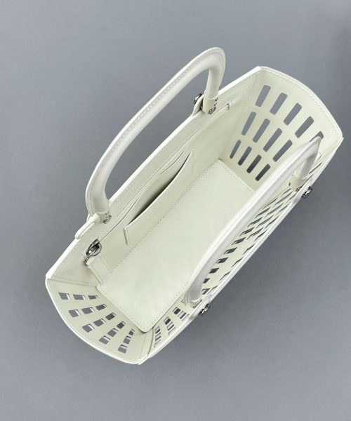 Balenciaga Small Mag Basket Bag White/Black For Women 11in/28cm