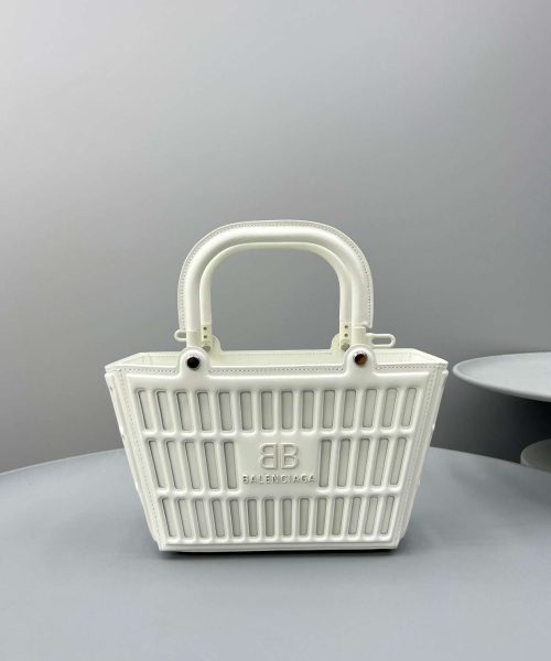 Balenciaga Small Mag Basket Bag White/Black For Women 11in/28cm