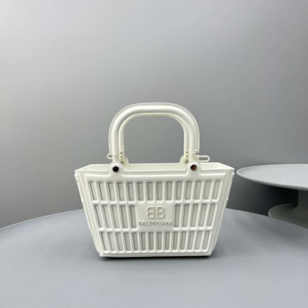 Balenciaga Small Mag Basket Bag White/Black For Women 11in/28cm