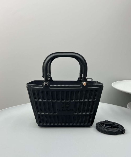 Balenciaga Small Mag Basket Bag White/Black For Women 11in/28cm