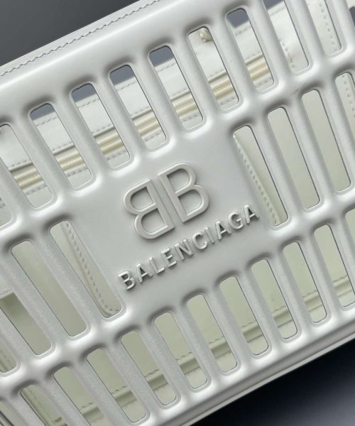 Balenciaga Small Mag Basket Bag White/Black For Women 11in/28cm