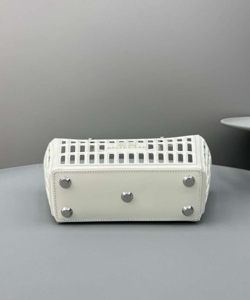 Balenciaga Small Mag Basket Bag White/Black For Women 11in/28cm