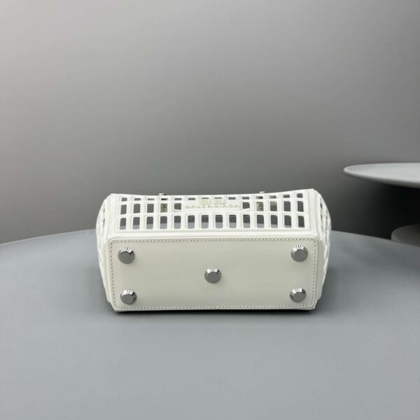 Balenciaga Small Mag Basket Bag White/Black For Women 11in/28cm