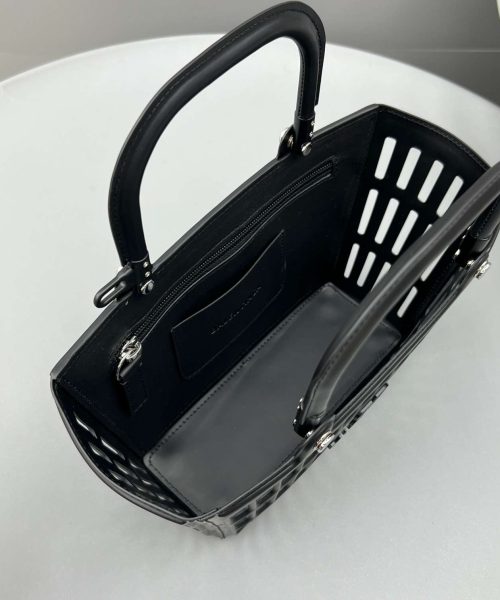 Balenciaga Small Mag Basket Bag White/Black For Women 11in/28cm