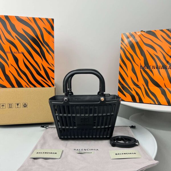 Balenciaga Small Mag Basket Bag White/Black For Women 11in/28cm