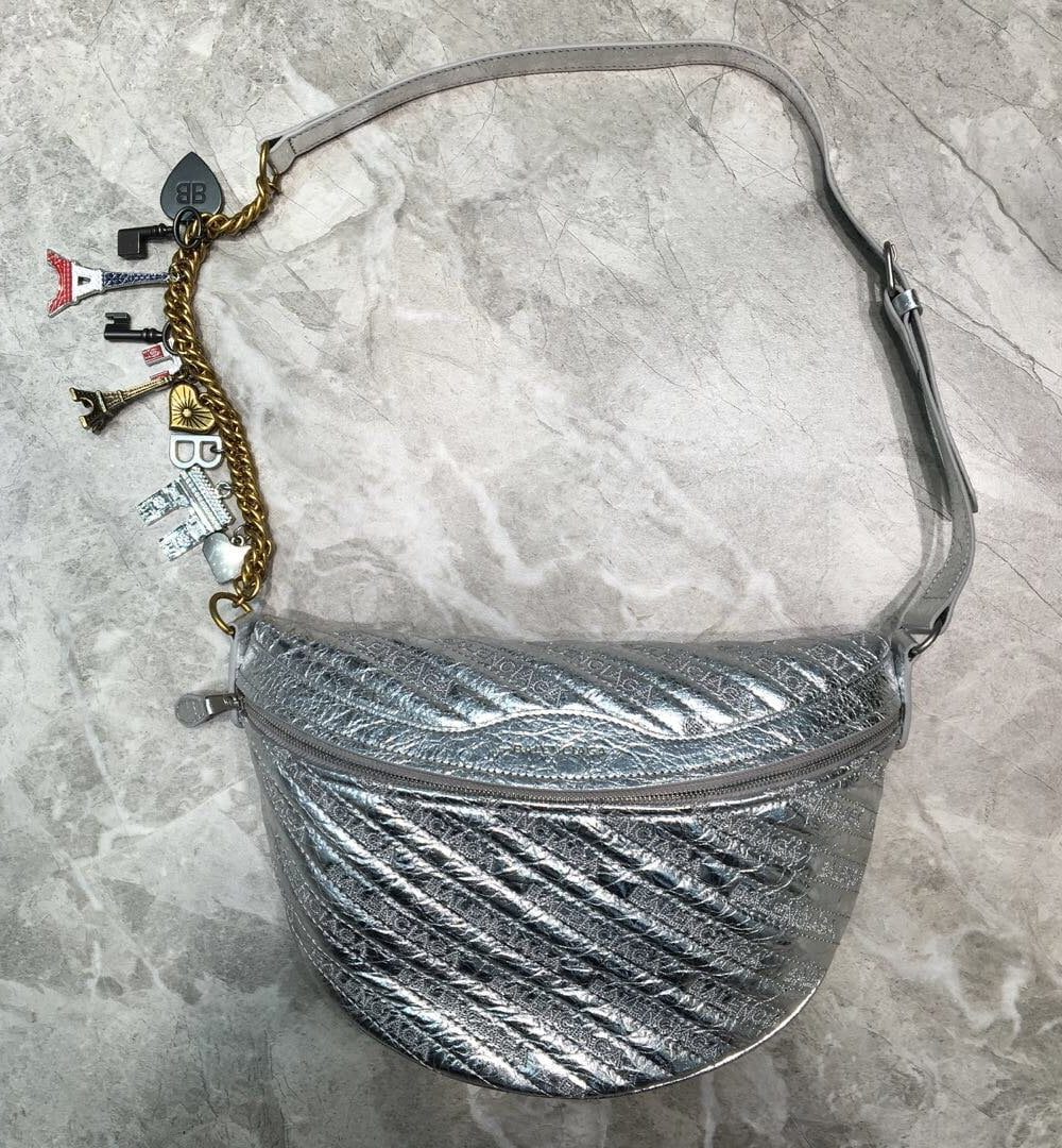 Balenciaga Souvenir XXS Belt Bag In Sliver, For Women, Women's Bags 11.8in/30cm