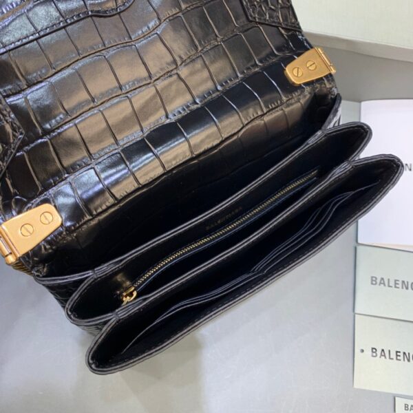 Balenciaga Triplet Small Bag Crocodile Embossed Black, For Women, Women's Bags 8.3in/21cm